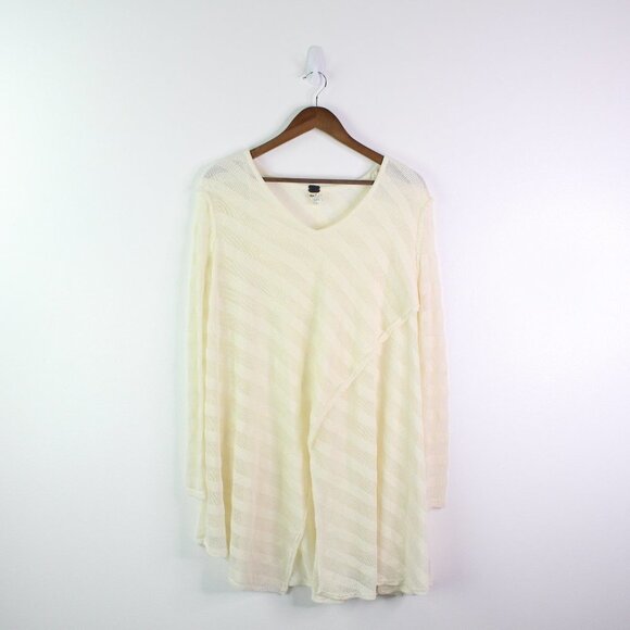 Free People We The Free‎ V-Neck Tulip Front Boho Sweater Ivory XS - Picture 1 of 6